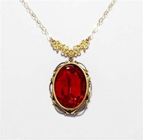 Ruby Necklace Vintage 50s Ruby Red Glass By Daystarjewelry 3995