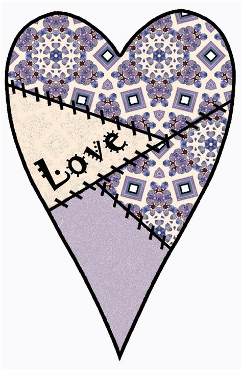 Artbyjean Purple Wood Roses Patchwork Love Hearts Clip Art From Set