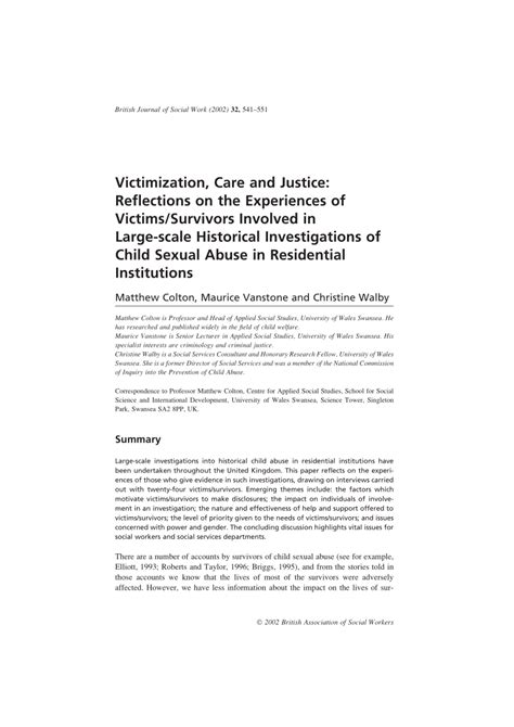 Pdf Victimization Care And Justice Reflections On The Experiences