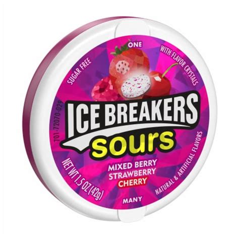 Ice Breakers Sours Assorted Fruit Flavored Sugar Free Mints Tin Tin