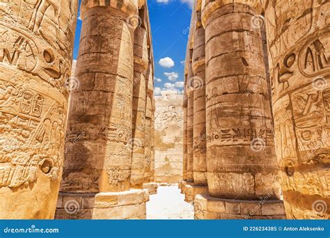 Karnak Temple Great Hypostyle Hall Pillars Luxor Egypt Stock Image