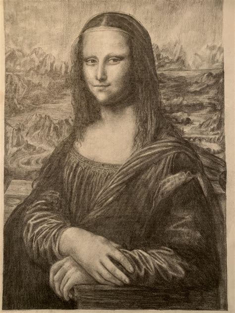 My Finished Pencil Drawing Of Mona Lisa Rlearnart