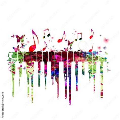 Music Colorful Design With Piano Keys Music Instrument Vector