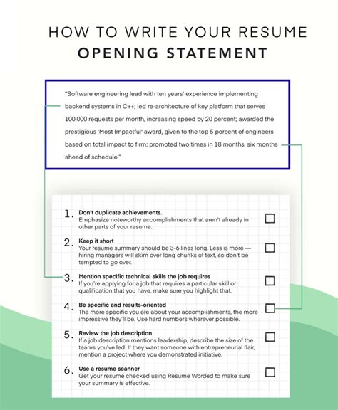 How To Write An Opening Statement For Your Resume Examples