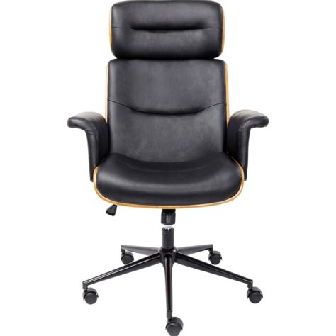 La chaise de bureau de forme particulière attire avec son rembourrage design confortable.: Chaise de bureau pivotante noire - Check Out - Kare Design