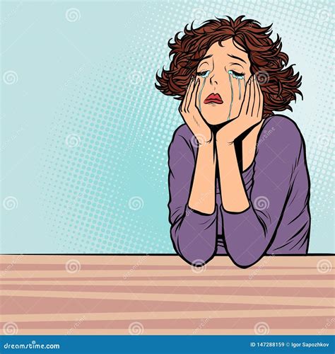 lonely unhappy woman stock vector illustration of depression 147288159