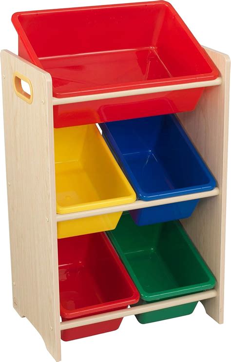 Kidkraft 15472 Primary And Natural 5 Bin Storage Unit Toy Organiser