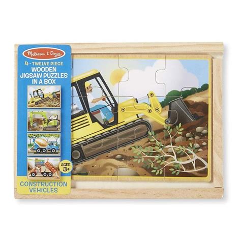 Melissa And Doug Construction Vehicles 4 In 1 Wooden Jigsaw Puzzles