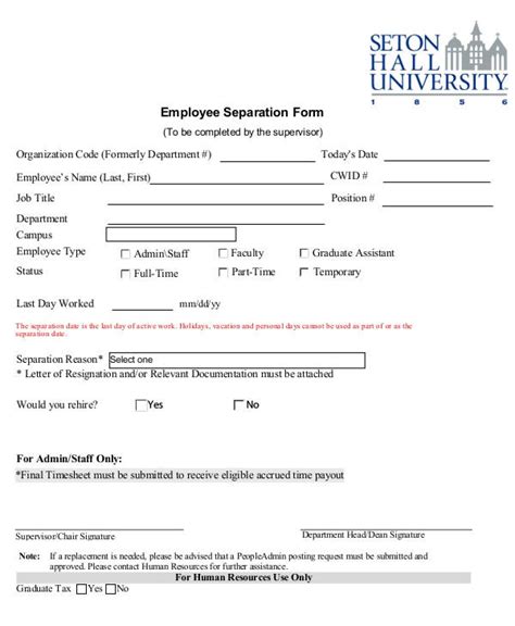Employee Separation Template Tutoreorg Master Of Documents