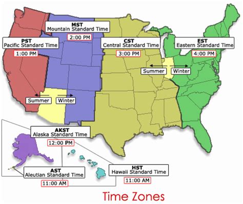 Us Map With Time Zones Printable