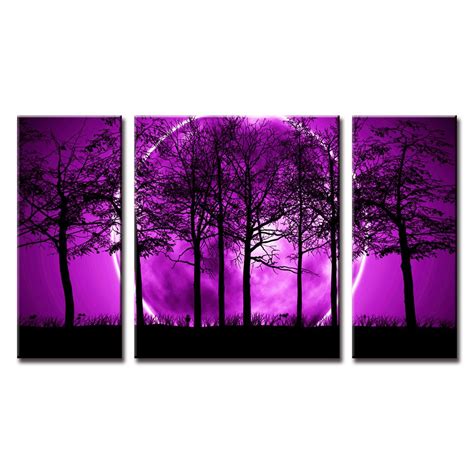 3 Pcsset Hd Print Landscape Canvas Paintings Black Purple
