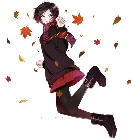 Safebooru 1girl O Absurdres Artist Name Autumn Autumn Leaves Black