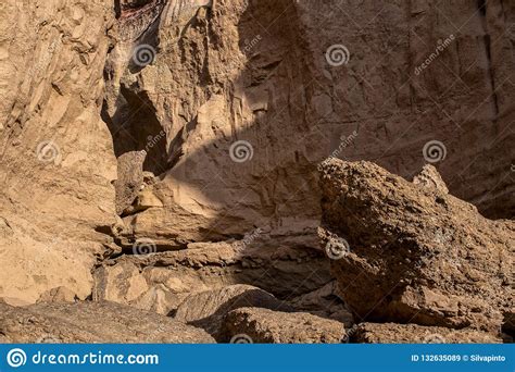 Canyon Wall With Detail Of Water Erosion Marks Namibe Angola Africa