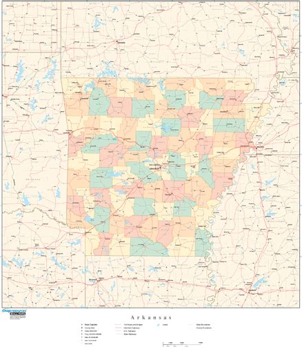 Arkansas Wall Map With Counties By Map Resources Mapsales