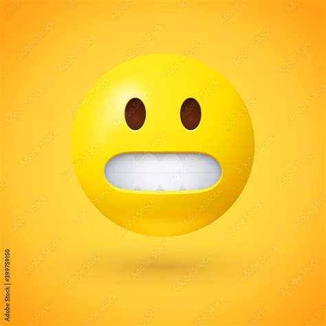 grimacing face emoji a yellow face with simple open eyes showing clenched teeth may