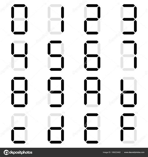 Eenvoudige Zwarte Digitale Nummer Set Van Zeven Segmenttype Isoleren