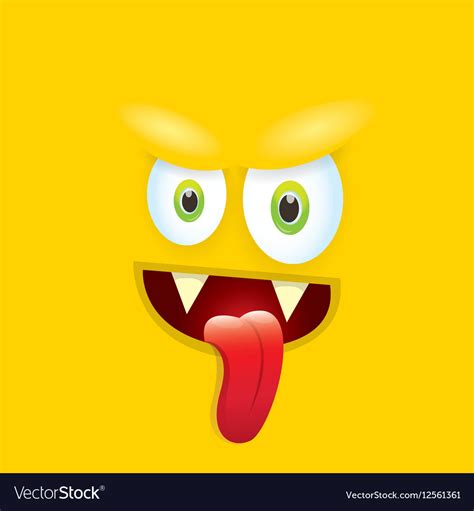 Orange Funny Comic Monster Face Royalty Free Vector Image