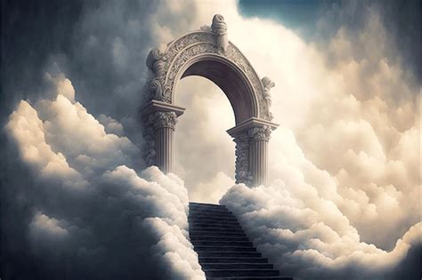 Premium Photo Divine Arch In Clouds At End Of Stairway To Heaven