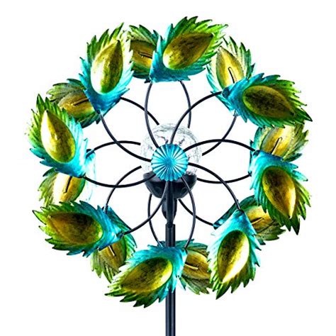 Solar Wind Spinner Outdoor Metal Kinetic Garden Wind Spinners With