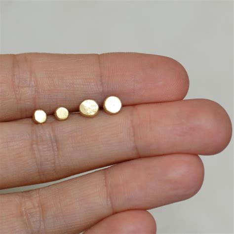 Tiny Gold Earrings Gold Post Earrings 18k Gold Skipping Etsy