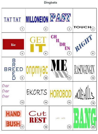 Printable Dingbat Puzzles With Answers Printable Crossword Puzzles