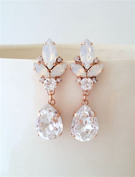 Bridal earrings,White opal earrings,Bridal opal earrings,Statement Earrings,Chandelier earrings 