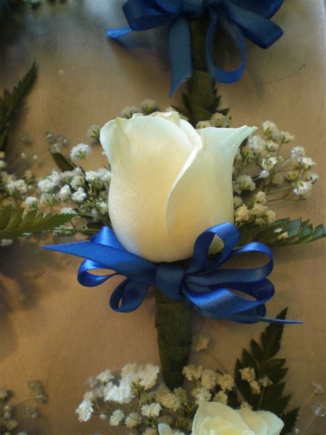 Black corsage gold corsage prom corsage and boutonniere flower corsage corsage wedding corsages wedding coursage homecoming corsage black and white ribbon. white rose boutonniere with blue ribbon | ... Boutonniere ...