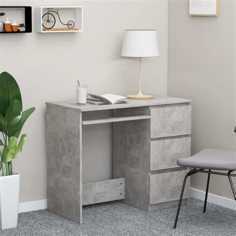 Chipboard is made up of wood chips bound together with resin and pressed into a flat, rectangular a synthetic resin is added, usually urea formaldehyde, to hold the chips together and increase the. vidaXL Desk Concrete Gray Chipboard Computer Office Corner ...