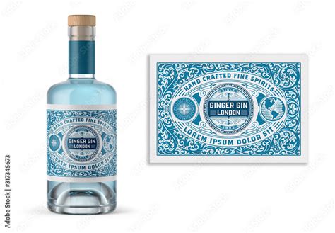 Vintage Gin Label Packaging Layout 素材庫範本 Adobe Stock