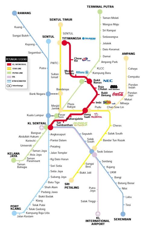 Transit Network At Kuala Lumpur Malaysia Lrt Route Malaysia Travel