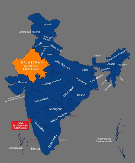 List Of The Largest To Smallest States Of India In Terms Of Area Vijayam