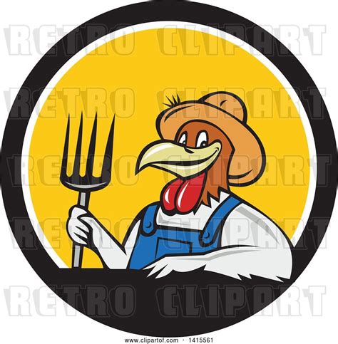 Vector Clip Art Of Retro Cartoon Farmer Rooster Chicken Guy Wearing