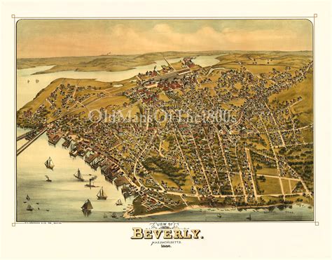 Beverly Ma In 1886 Birds Eye View Map Aerial Map Panorama Map