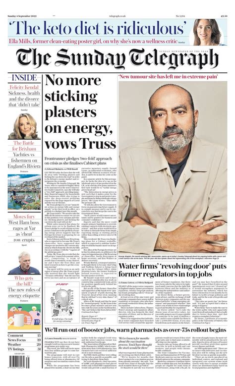 Sunday Telegraph Front Page 4th Of September 2022 Tomorrow S Papers