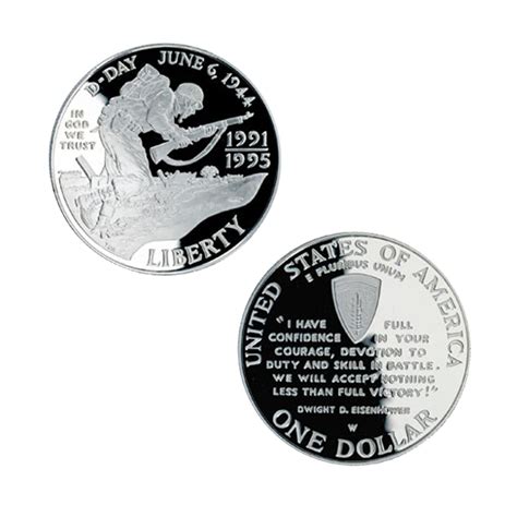 World War Ii 50th Anniversary Commemorative Silver Dollar Proof