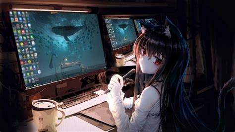 Steam Workshopanime Girl And Computers 4k Live Wallpaper