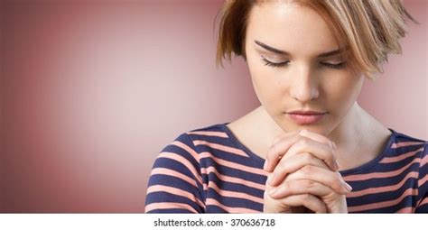 Young Woman Praying Hands Faith Religion Stock Photo 1847613691