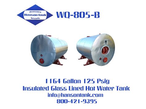 Wq B Insulated Glass Lined Hot Water Tank Hanson Tank Asme Code Pressure Vessel Mfg