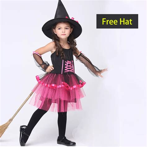 Novel Halloween Cute Witch Costume For Girls Kids Play Cosplay