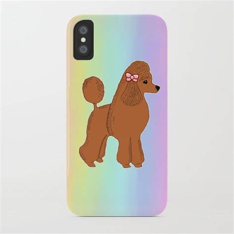 Red Poodle Pastel Rainbow Iphone Case By Artist Abigail At Society6