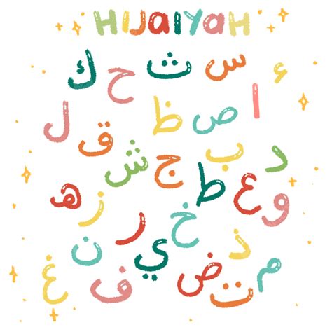 Colorful Arabic Alphabet Hijaiyah Hand Drawn Free Printable Arabic