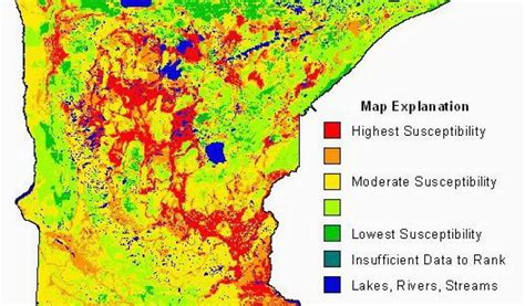 Minnesota Biomes Map Ground Water Contamination Susceptibility In