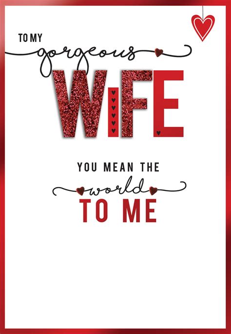 To My Gorgeous Wife Embellished Valentines Day Greeting Card Cards