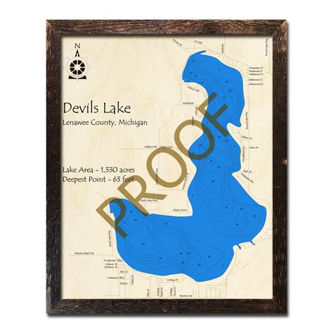 Check spelling or type a new query. Devils Lake, MI 3D Wood Topo Map
