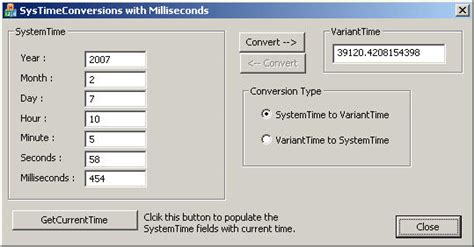 systemtime to varianttime with milliseconds codeproject