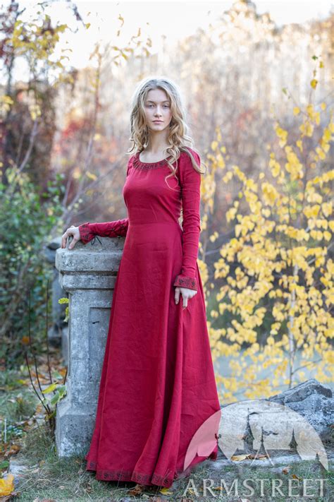 Fantasy Linen Dress Autumn Princess For Sale Available In Green