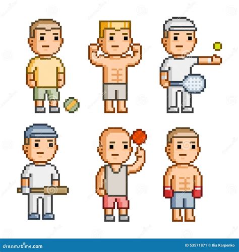 Pixel Art Athletes And Different Sports Vector Illustration