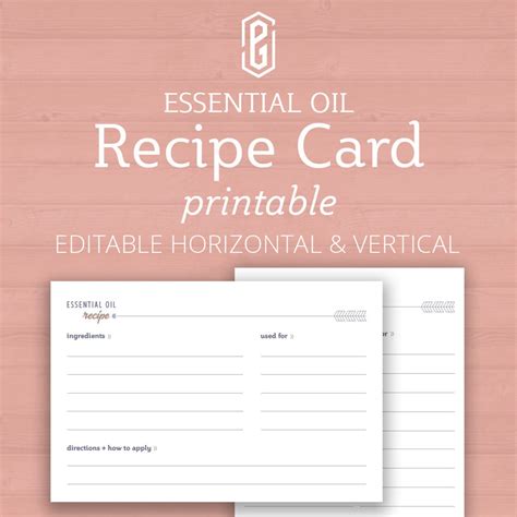 Essential Oil Recipe Card Printable Recipe Cards Recipes For Etsy