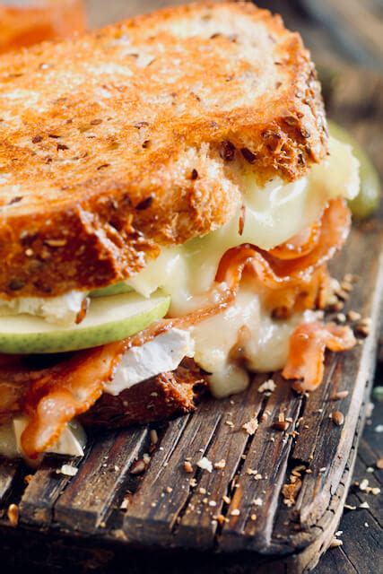 Grilled Cheese With Brie Pear Bacon And Caramelized Onions