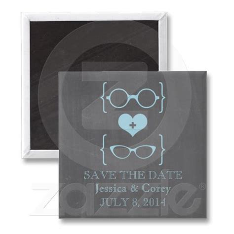 Geeky Glasses Chalkboard Save The Date Magnet Zazzle Save The Date